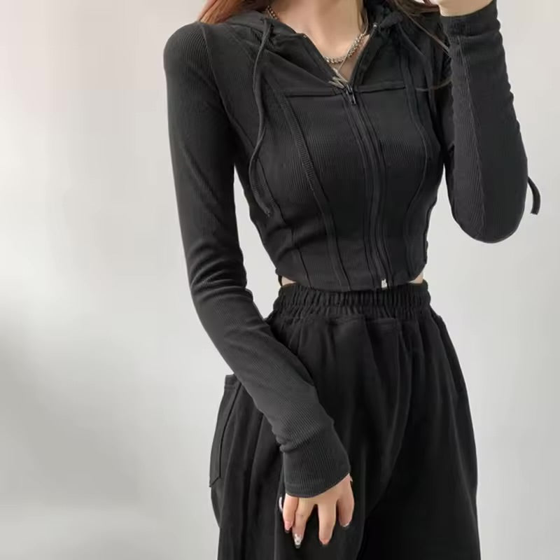 Cropped Zip Hoodie